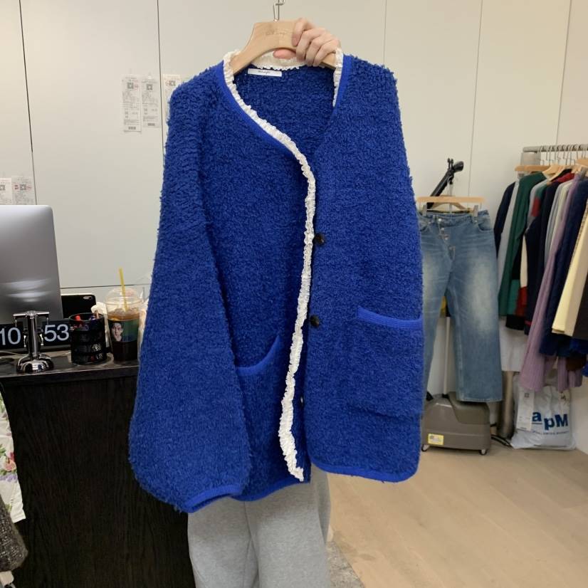 DOHWAJI韓國代購㊣女士新款熱賣25秋冬人氣毛衣開襟衫羊毛蕾絲DOHWAJI毛衣