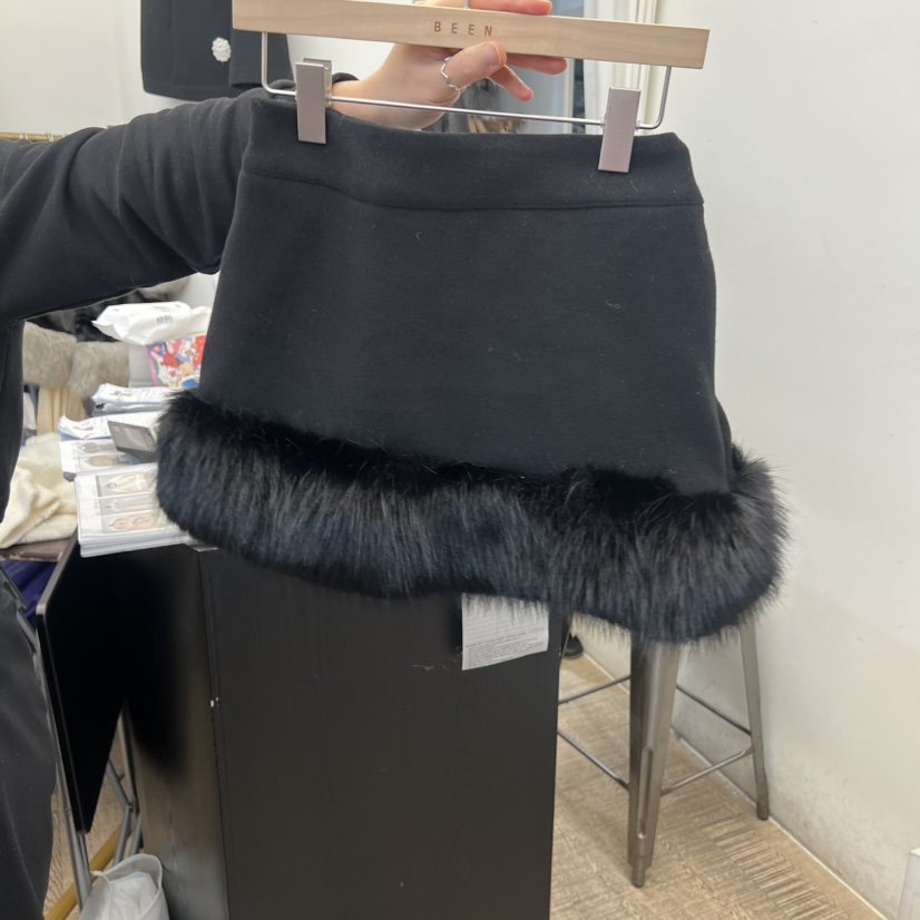BEEN-A韓國直郵㊣女裝新款熱賣職業休閑25秋冬真品短裙皮草BEEN-A短裙