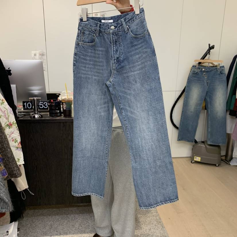 DOHWAJI韓國代購㊣女裝新品休閑人氣真品職業25秋冬牛仔褲羊毛DOHWAJI牛仔褲