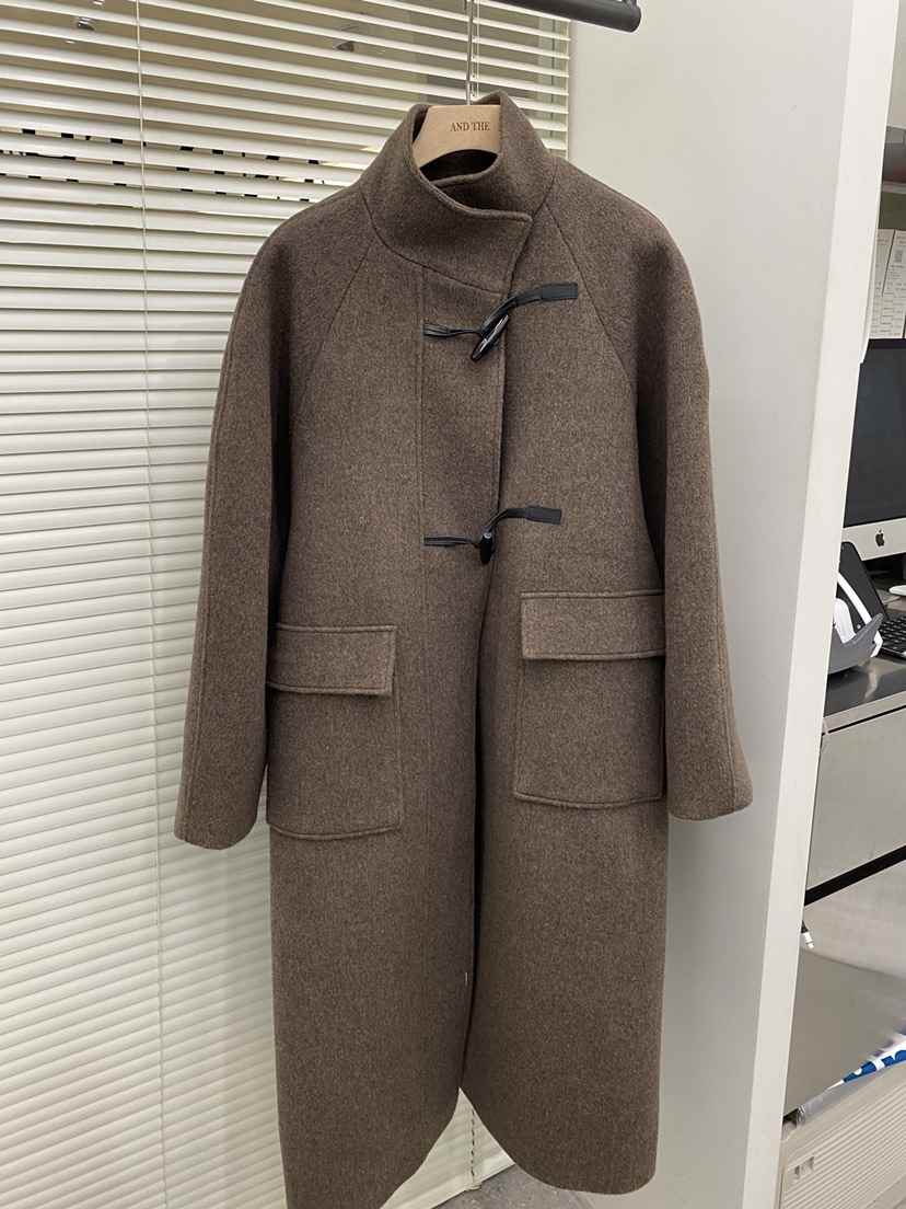 AND THE韓國直郵㊣女士新品人氣25秋冬推薦中長款大衣含腰帶AND THE中長款大衣