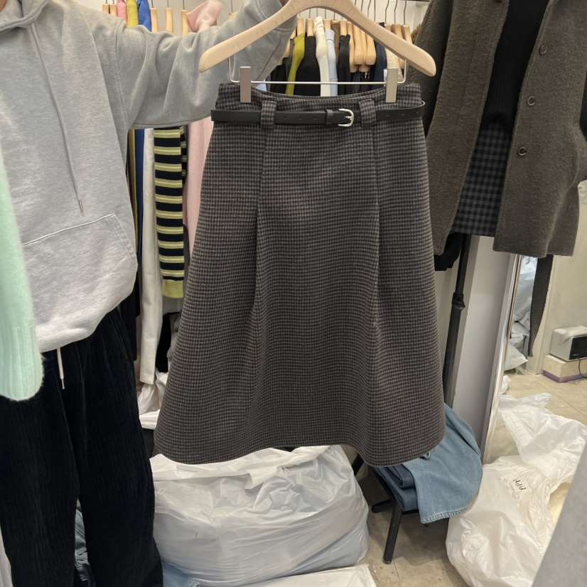 ORRD東大門㊣直郵女裝新款25秋冬半身裙中短裙含腰帶系帶喇叭ORRD半身裙/中短裙