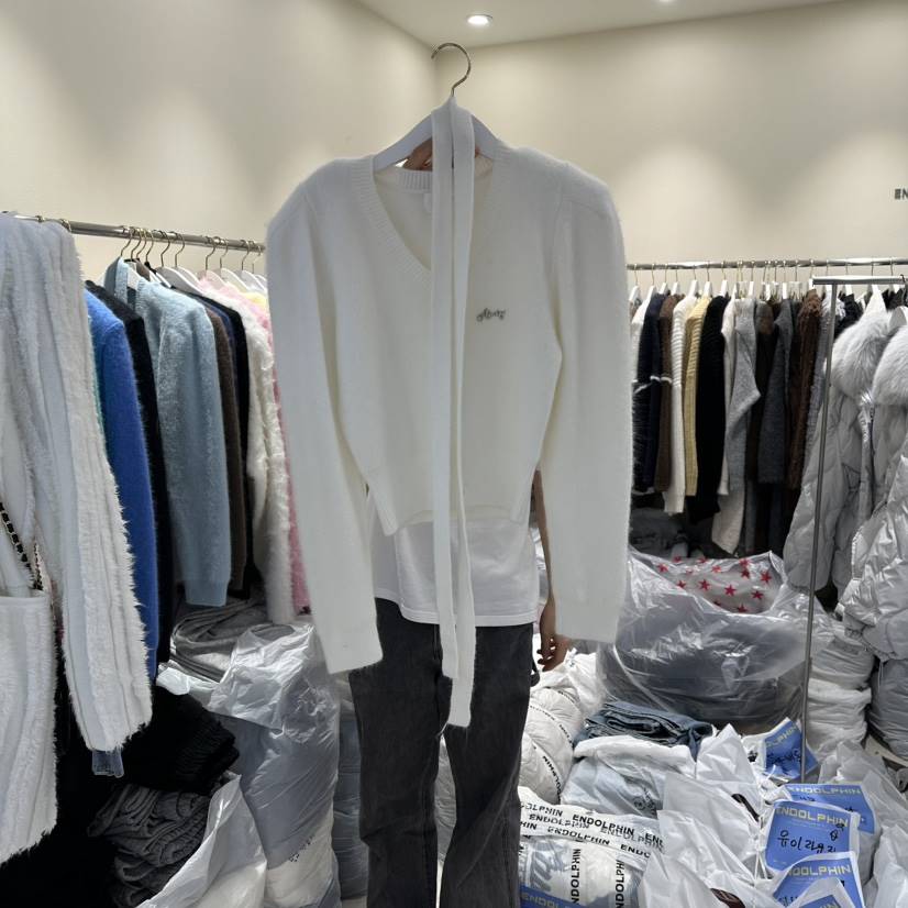 ENDOLPHIN東大門㊣代購女士新品熱賣休閑推薦25秋冬針織衫含脖帶ENDOLPHIN針織衫