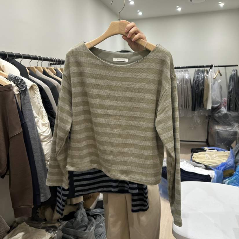 NOTTINGHAM韓國代購㊣女裝新品人氣推薦休閑真品長袖T恤船領NOTTINGHAM長袖T恤