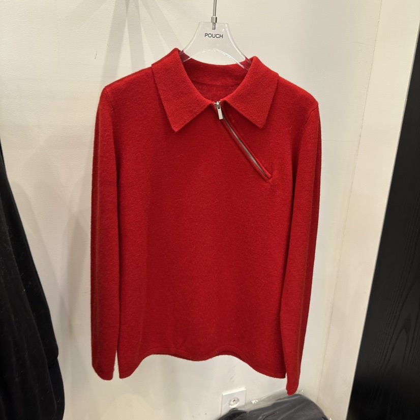 POUCH東大門㊣直郵女士新品職業人氣真品25秋冬針織衫羊毛拉鏈POUCH針織衫