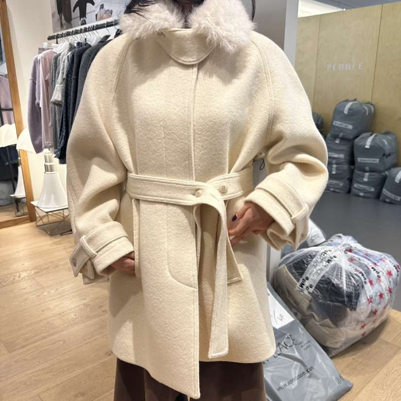 WE ARE/WELOVER東大門㊣代購女裝新品推薦短款大衣含腰帶SHOP_WE ARE短款大衣