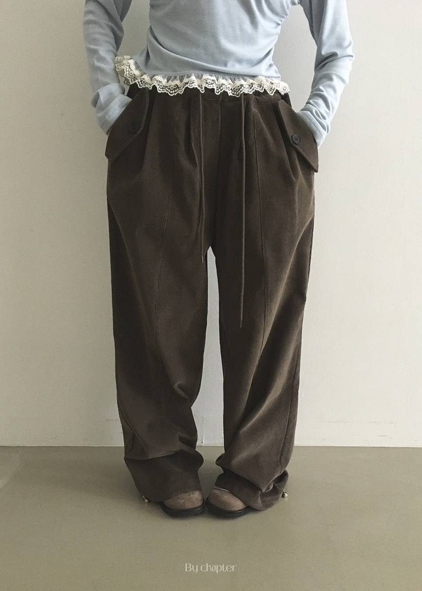 BY CHAPTER東大門㊣實拍女裝新品25秋冬時尚職業休閑褲燈心絨BY Chapter休閑褲