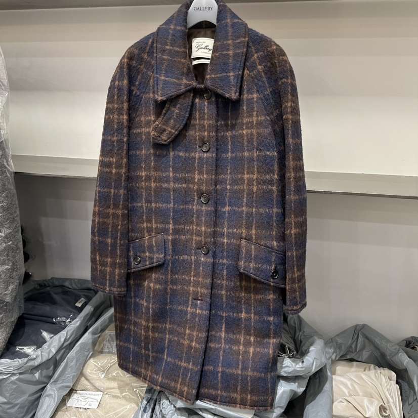 GALLERY-P東大門㊣直郵女士新款時尚25秋冬中長款大衣格子GALLERY-P中長款大衣