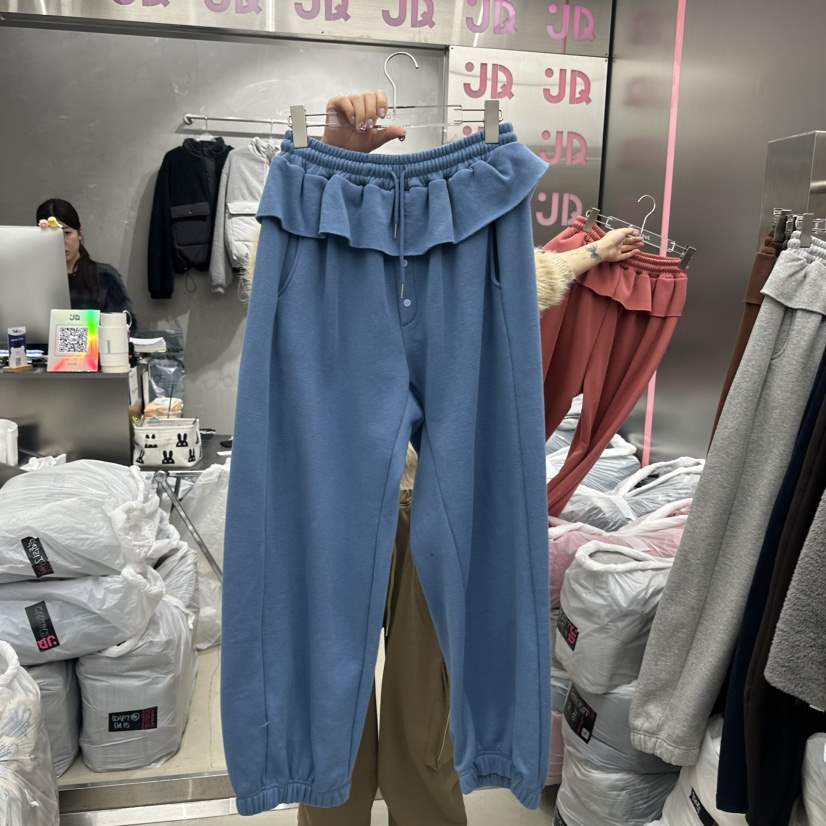 JUDYQUE韓國代購㊣女士新款推薦時尚25秋冬真品休閑褲加絨紐扣JUDYQUE休閑褲