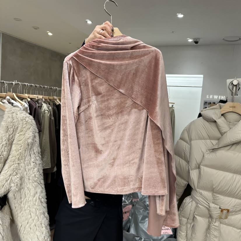 LEWIN韓國代購㊣女士新品職業真品休閑襯衫蕾絲衫天鵝絨披肩LEWIN襯衫/蕾絲衫