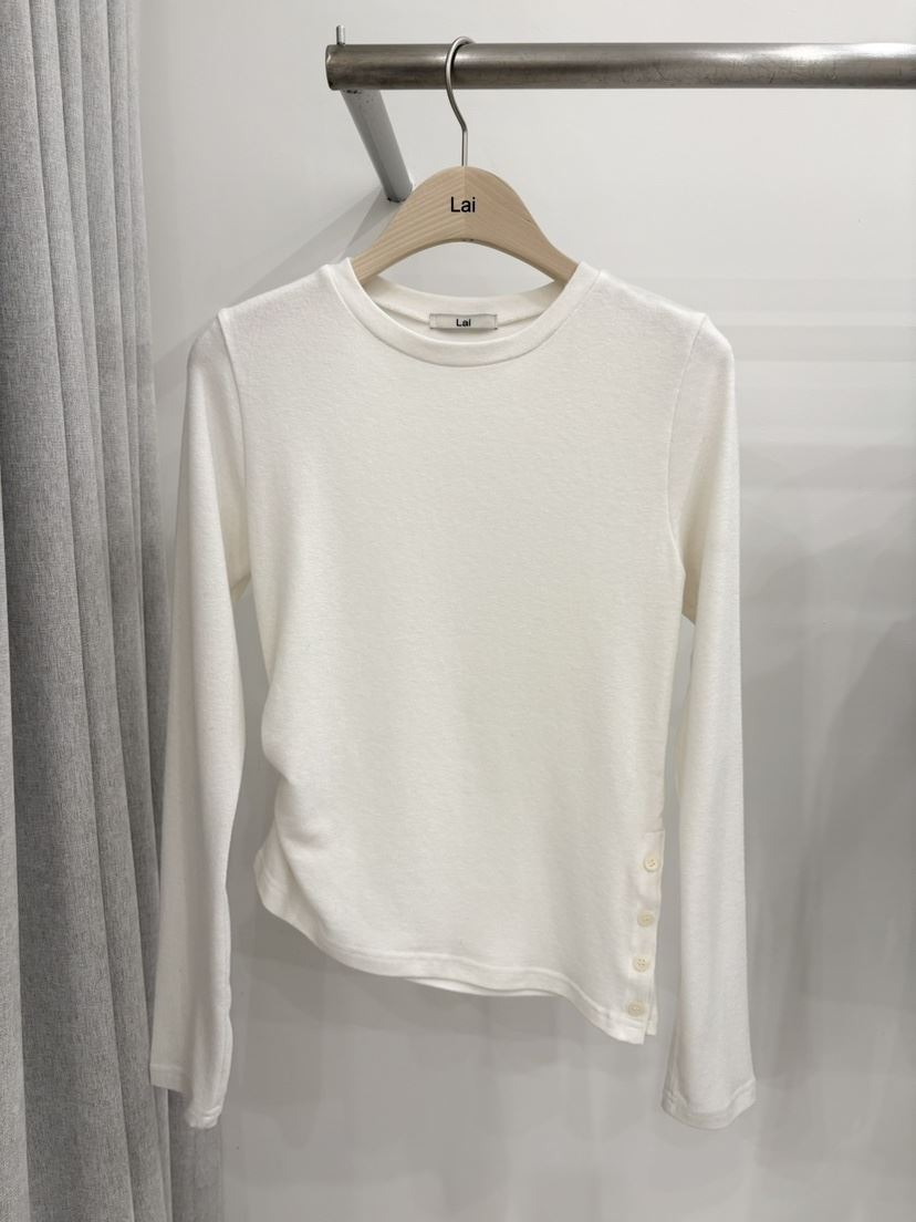 LAI東大門㊣直郵女士新款熱賣職業休閑真品長袖T恤褶皺紐扣Lai長袖T恤