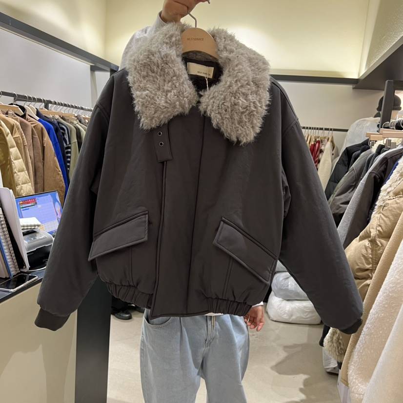 SELF SERVICE東大門㊣實拍女裝新品推薦25秋冬短款棉服羊毛SELF SERVICE短款棉服