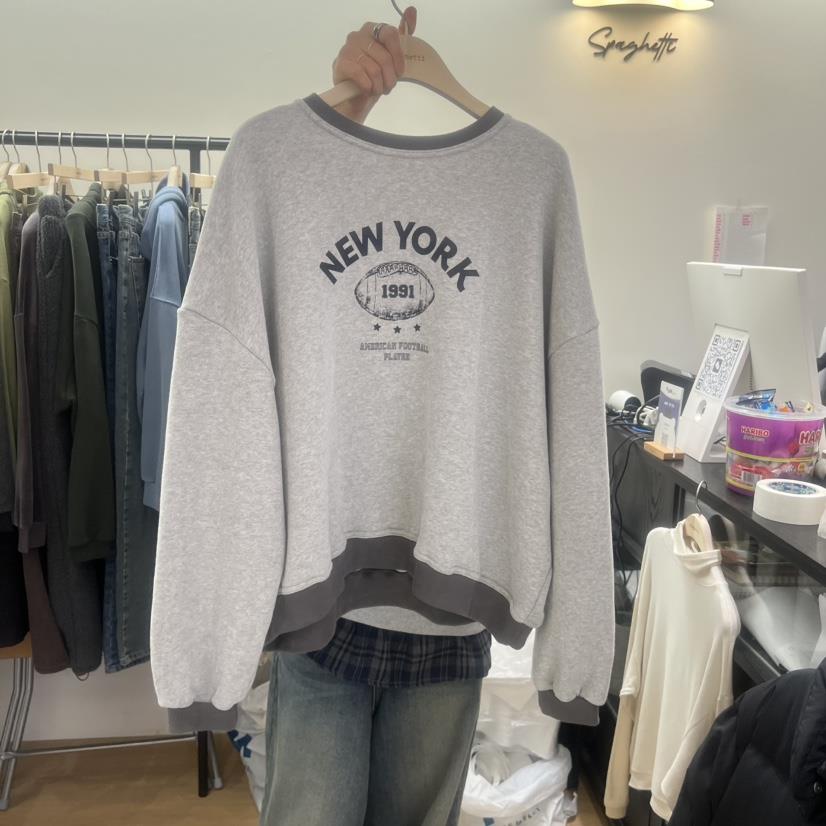 SPAGHETTI韓國直郵㊣女裝新款熱賣人氣推薦休閑時尚衛衣加絨spaghetti衛衣