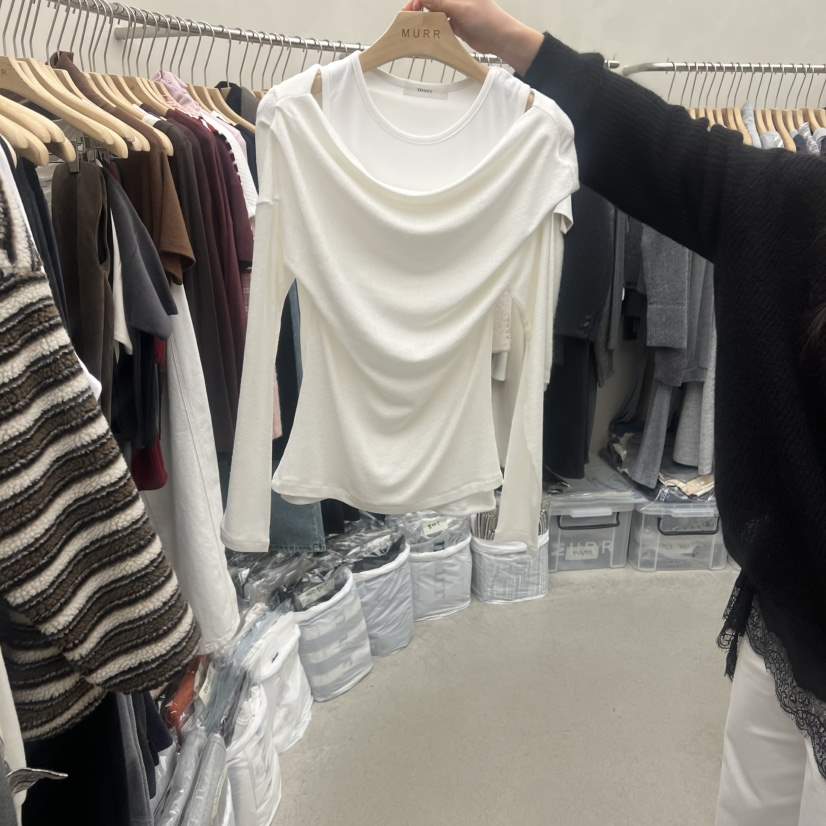 MURR東大門㊣代購女裝新品休閑推薦職業時尚25秋冬長袖T恤假兩件MURR長袖T恤