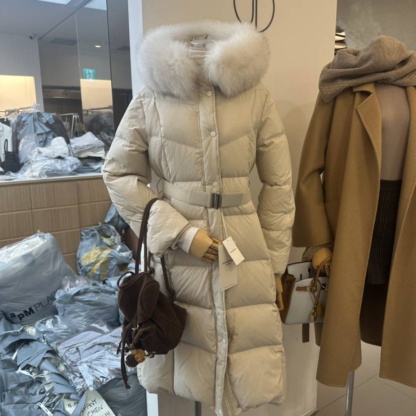 JUJU東大門㊣實拍女士新品休閑熱賣長款羽絨服含腰帶長款鵝絨JUJU長款羽絨服