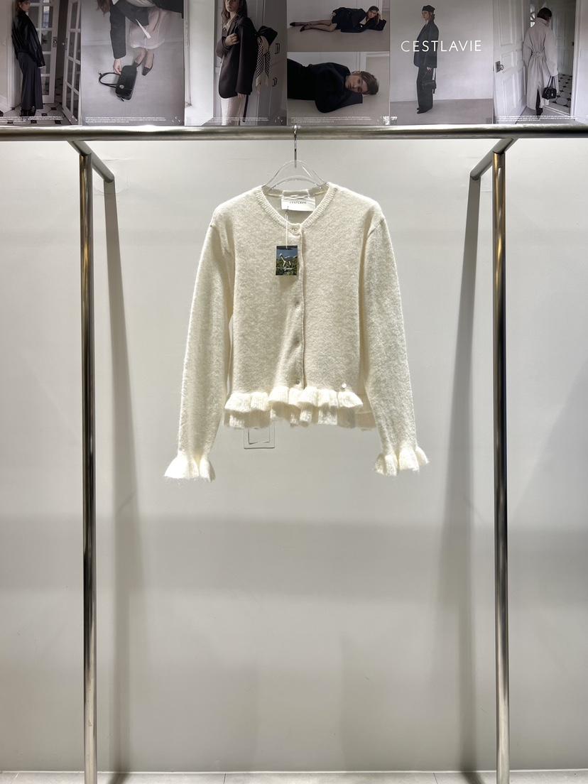 CESTLAVIE東大門㊣直郵女士新款休閑推薦職業針織衫荷葉邊開衫CESTLAVIE針織衫