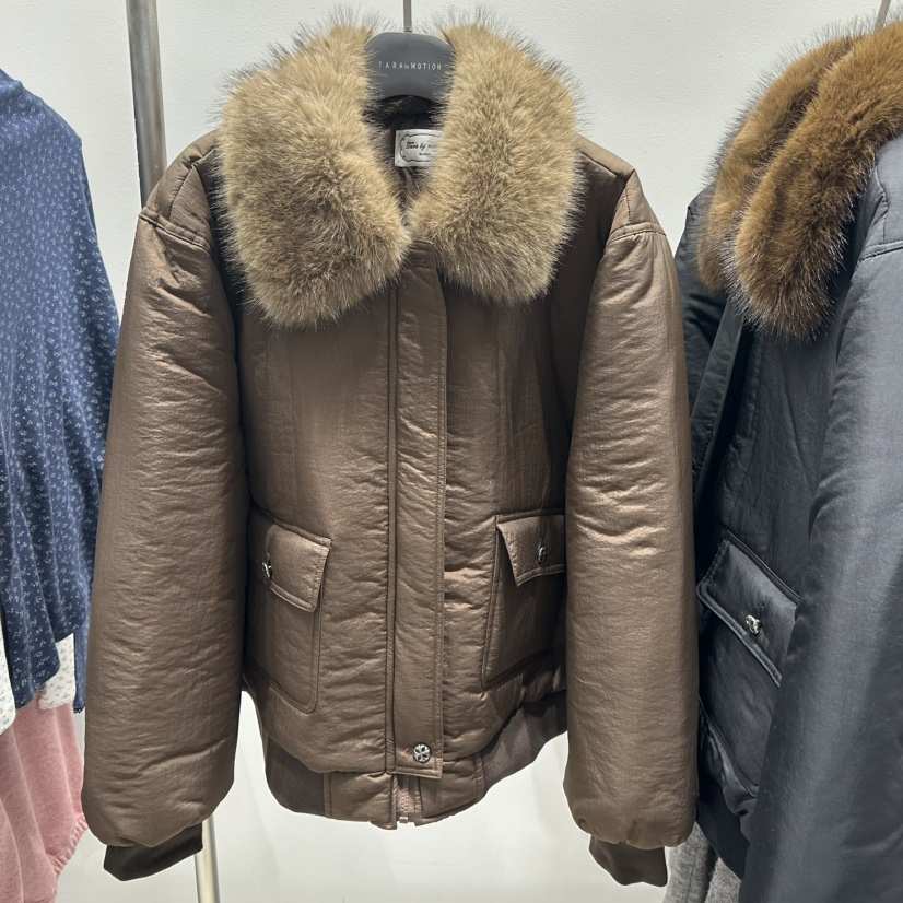 TARABY MOTION韓國直郵㊣女裝新款25秋冬短款棉服貂皮絎縫TARABY MOTION短款棉服