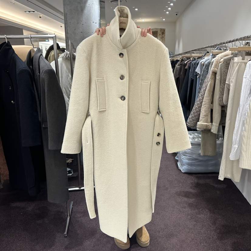 PITA韓國代購㊣女士新款休閑職業時尚25秋冬中長款大衣含腰帶THE VERLIN/piTa中長款大衣