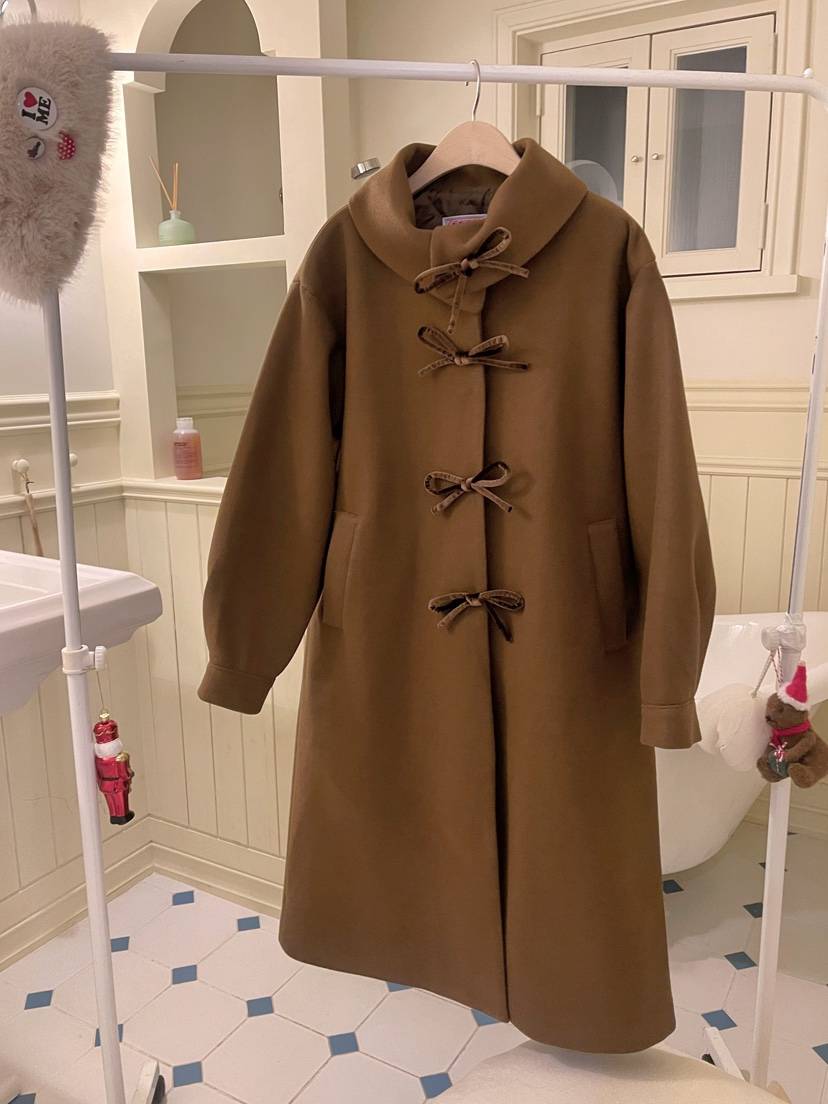 BOUTIQUE-L東大門㊣實拍女士新品25秋冬人氣中長款大衣高領BOUTIQUE-L中長款大衣