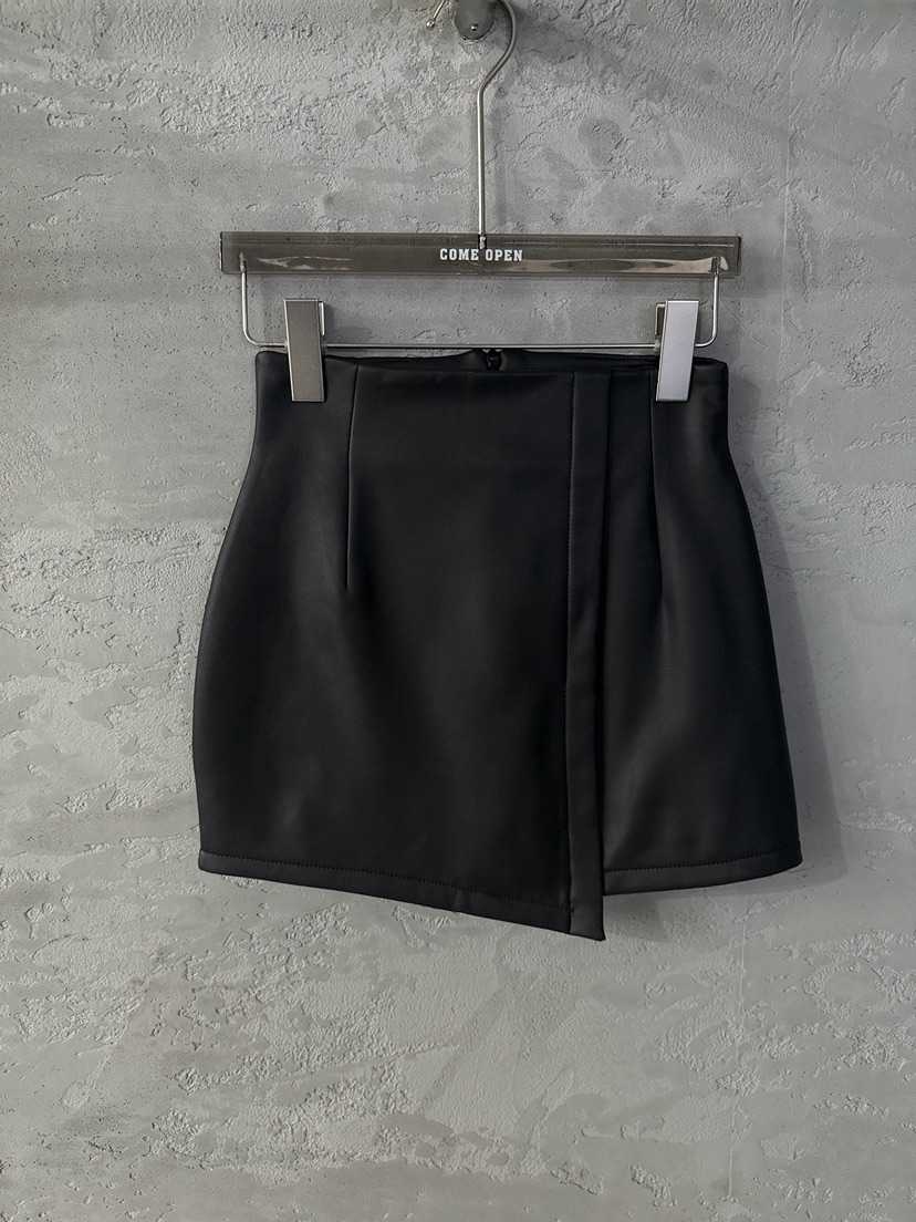 COME OPEN東大門㊣實拍女士新品25秋冬職業人氣時尚短裙皮革COMP-(COME OPEN)短裙