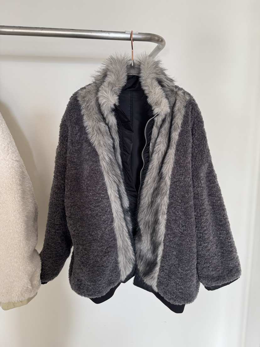 SYMBOL東大門㊣代購女裝新款休閑推薦人氣夾克兩面穿皮草雙面SYMBOL夾克