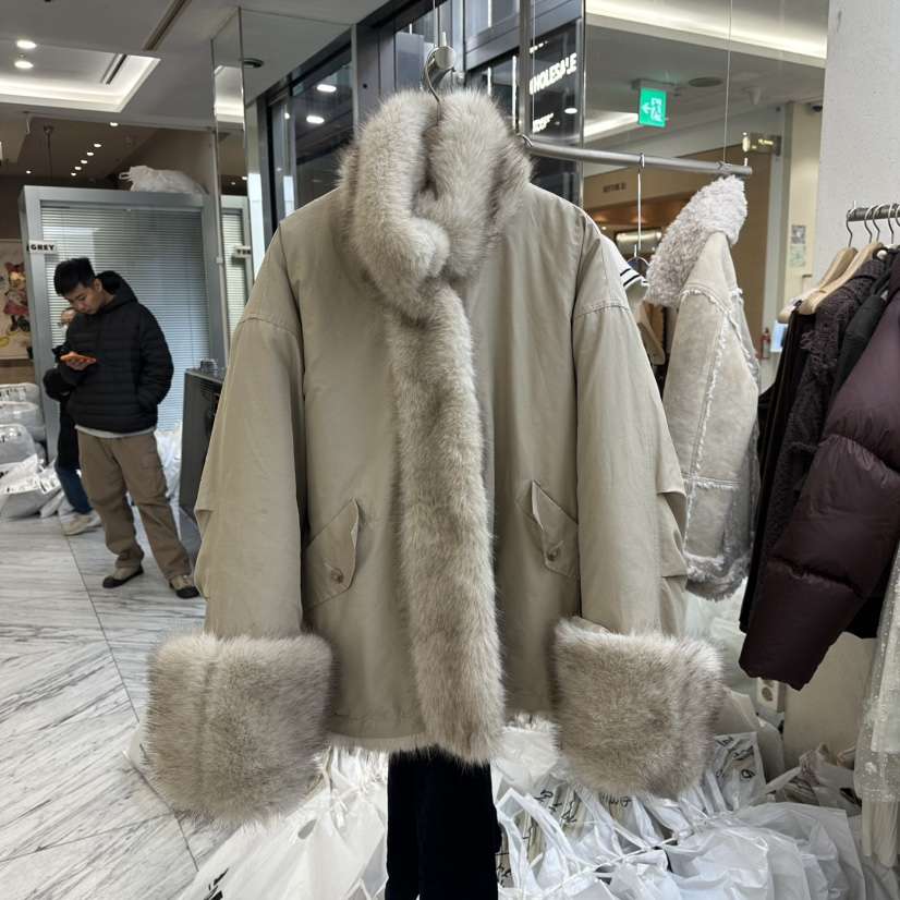 FOUNDATION韓國代購㊣女士新品人氣25秋冬夾克兩面穿狐貍雙面FOUNDATION夾克