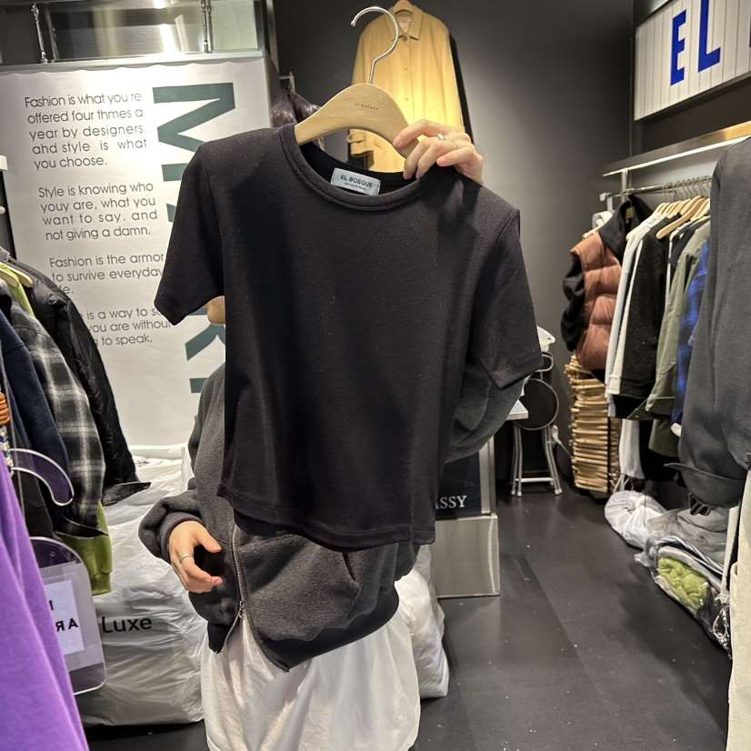 EL BOSQUE東大門㊣實拍女裝新款25秋冬熱賣職業休閑時尚T恤EL BOSQUET恤