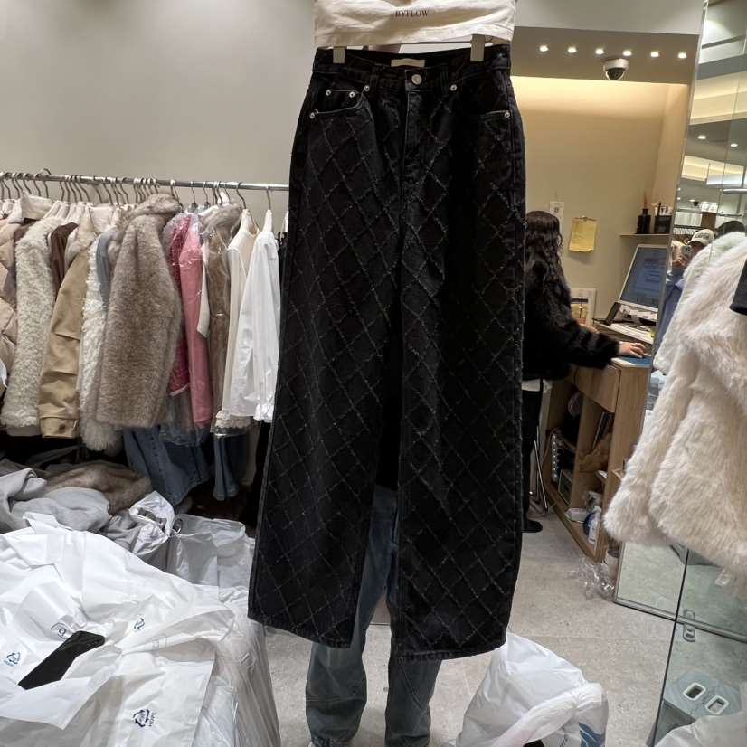 BY FLOW東大門㊣代購女裝新品真品推薦人氣熱賣牛仔褲格子BY FLOW牛仔褲