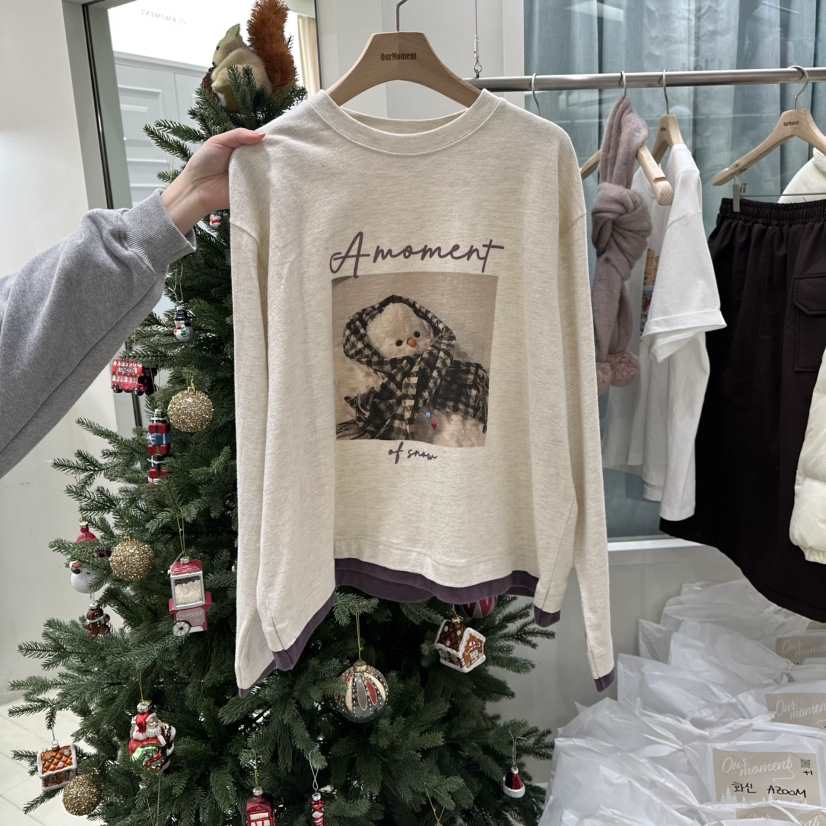 OURMOMENT韓國代購㊣女士新品真品人氣推薦時尚長袖T恤純棉OURMOMENT長袖T恤