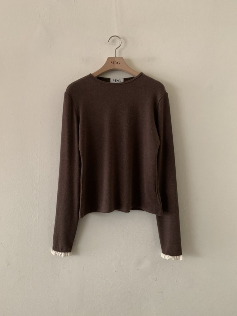 MENG韓國直郵㊣女士新品真品職業時尚休閑熱賣推薦長袖T恤蕾絲MENG長袖T恤