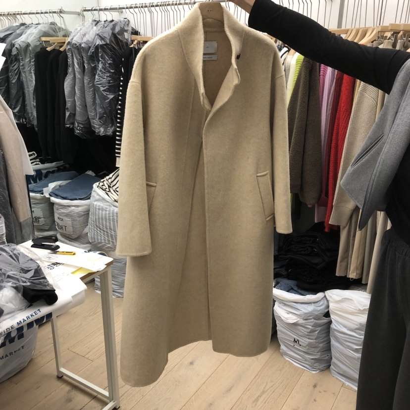 MOI-A東大門㊣代購女士新款推薦人氣休閑熱賣中長款大衣手工MOI-A中長款大衣