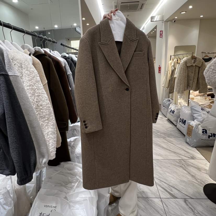 VERVEINE東大門㊣直郵女裝新款熱賣休閑時尚中長款大衣含腰帶VERVEINE中長款大衣