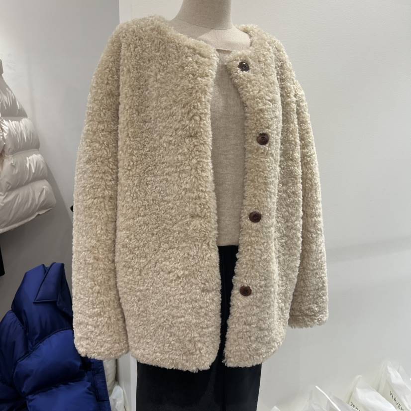 VERVEINE韓國代購㊣女裝新品時尚熱賣真品25秋冬短款大衣拉鏈VERVEINE短款大衣