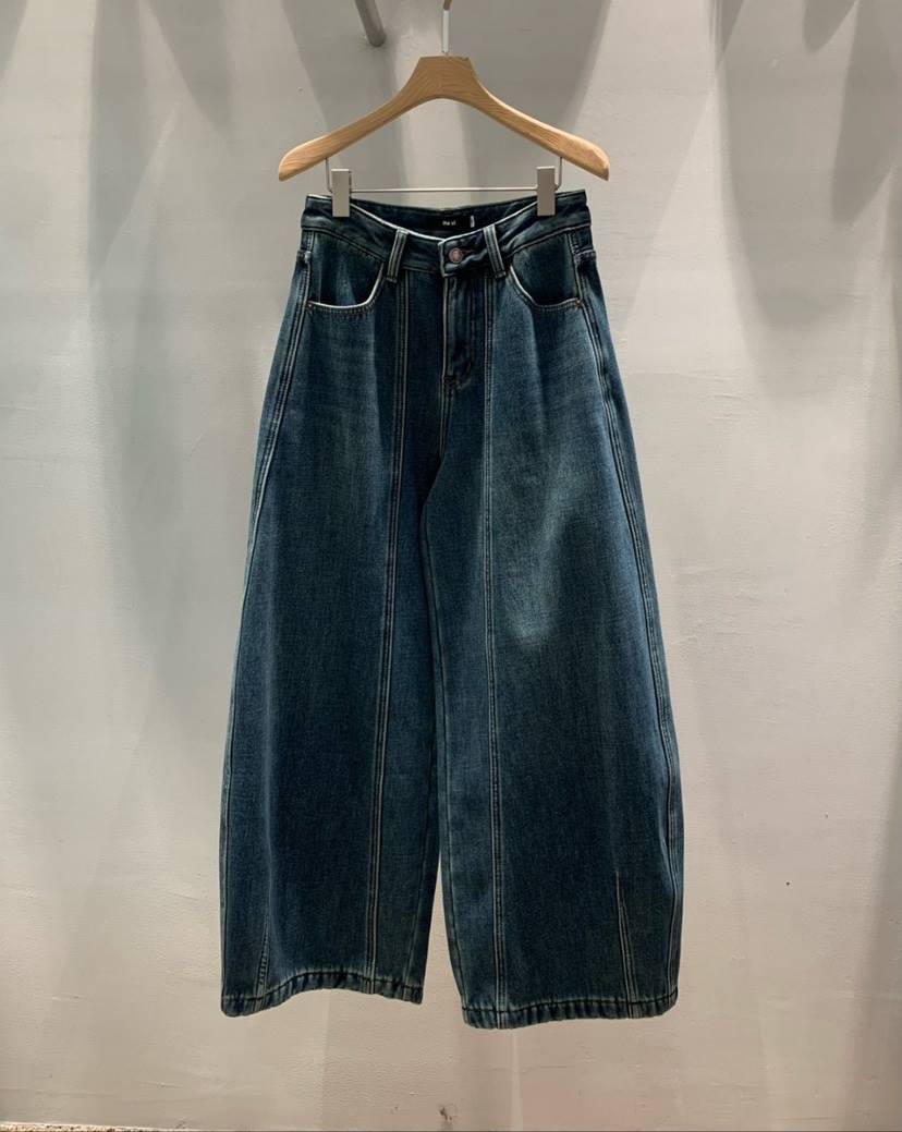 1 2ILLY-S韓國代購㊣女裝新品休閑職業熱賣時尚牛仔褲復古1 2ILLY/THE SIL牛仔褲