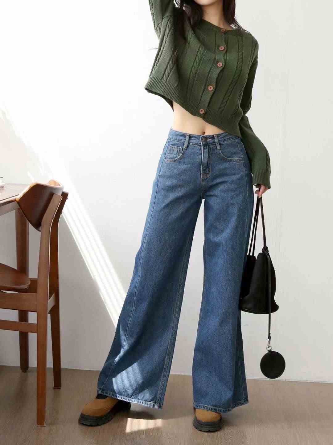 FLY DENIM東大門㊣直郵女裝新品職業25秋冬休閑牛仔褲喇叭FLY DENIM牛仔褲