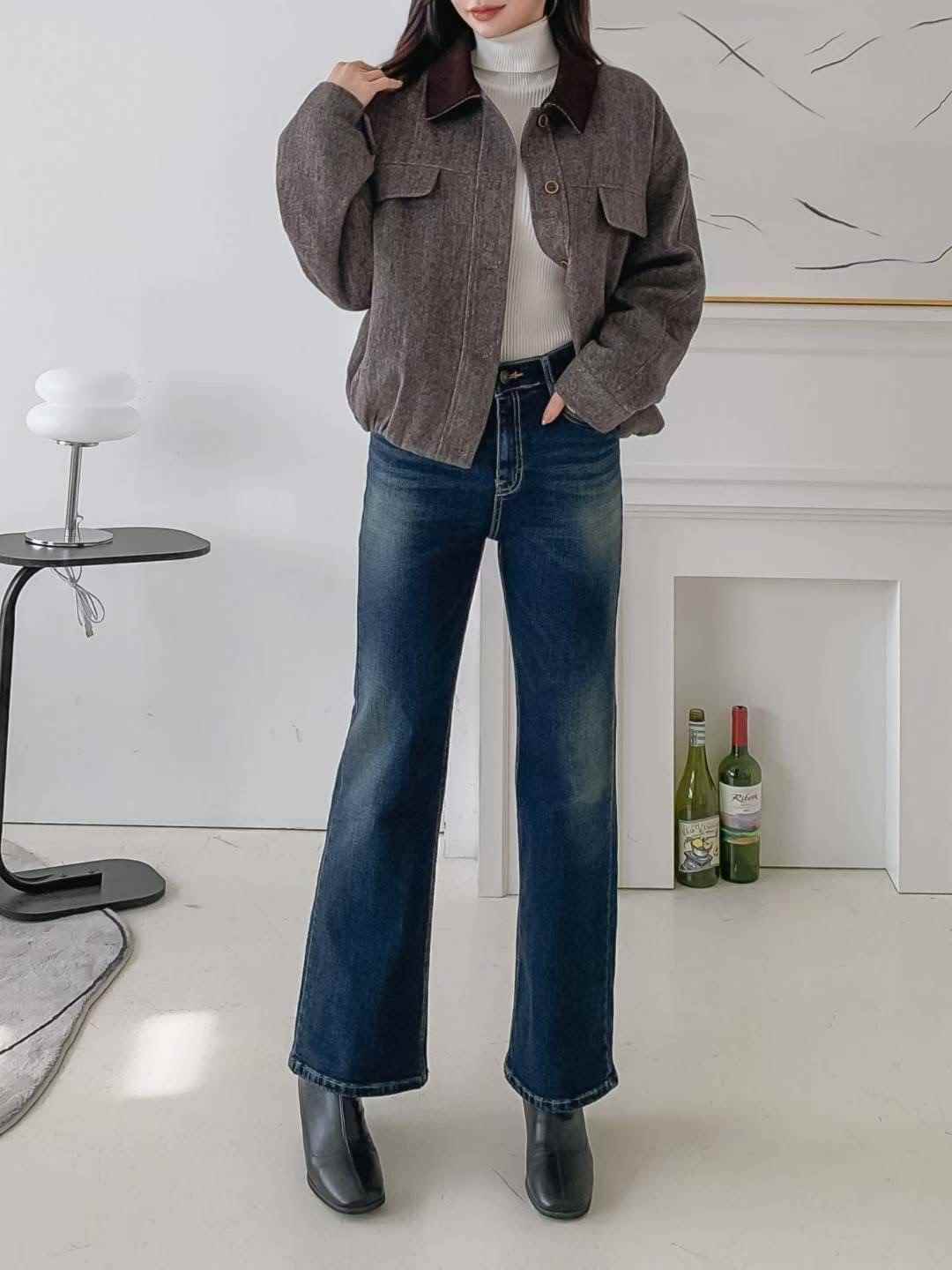 FLY DENIM東大門㊣實拍女裝新款時尚推薦熱賣職業牛仔褲喇叭FLY DENIM牛仔褲