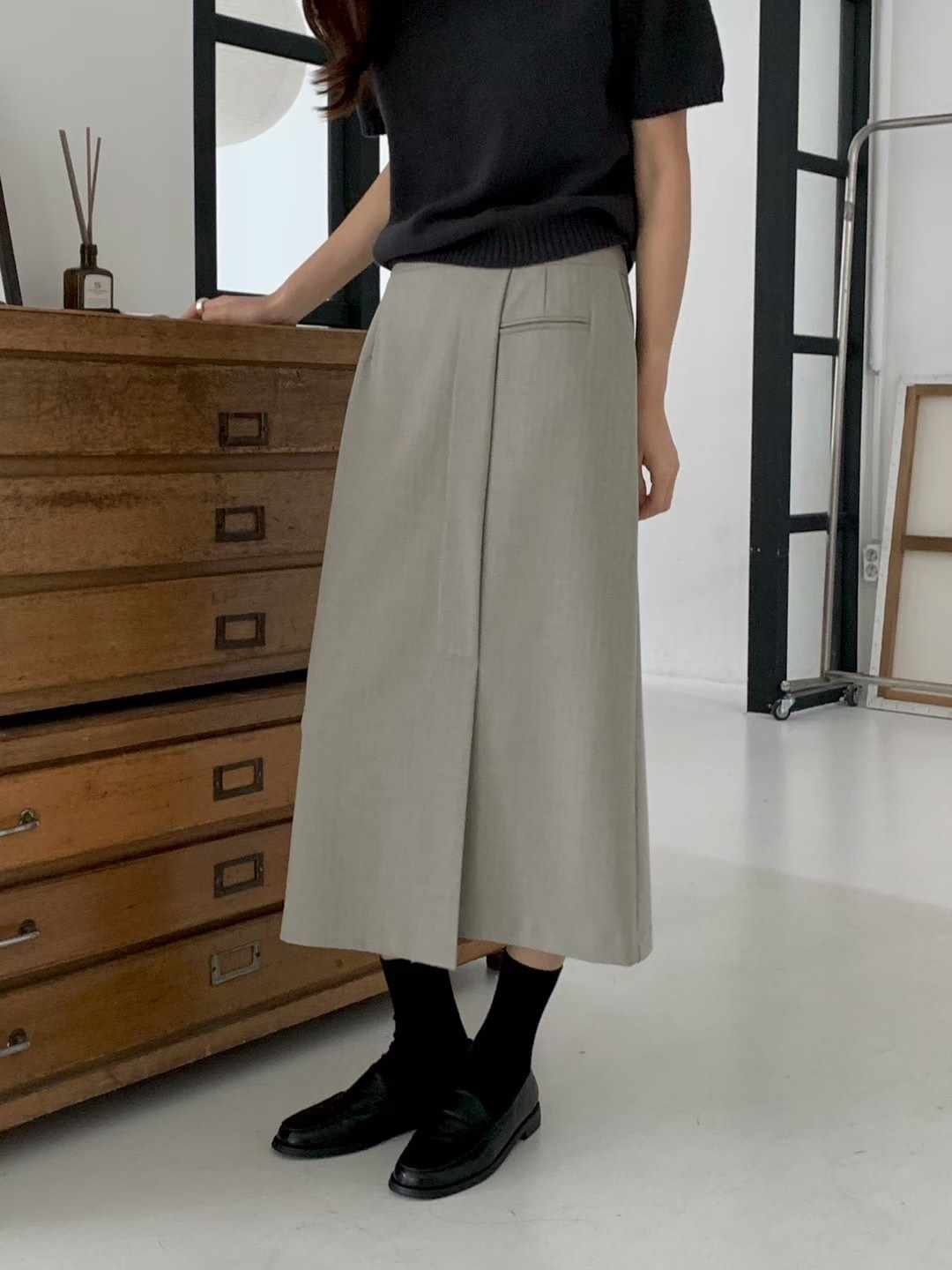 AN STAND東大門㊣實拍女士新款推薦人氣時尚熱賣長裙人字紋AN STAND-2件起長裙