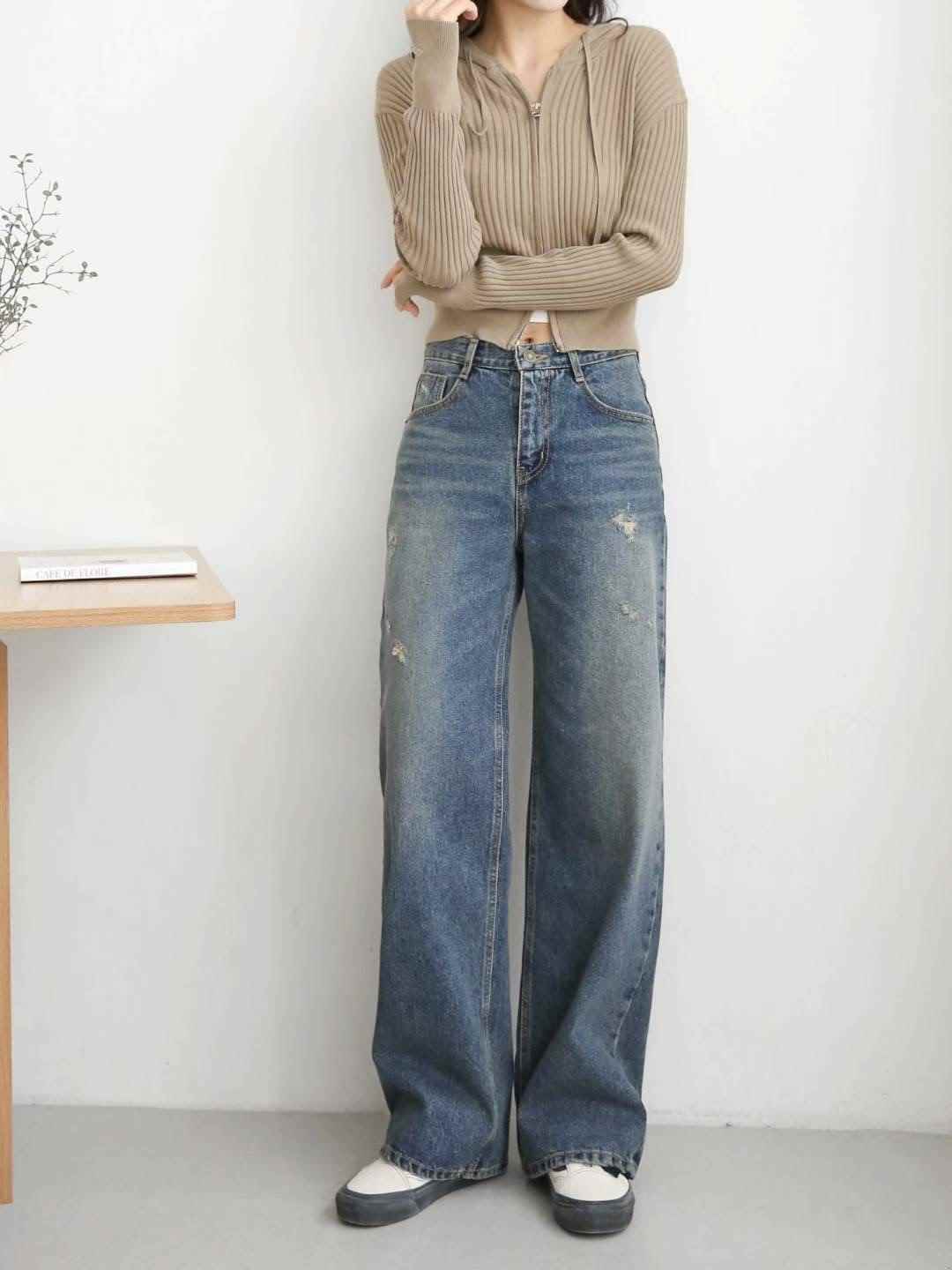 FLY DENIM韓國代購㊣女裝新品人氣休閑25秋冬真品職業牛仔褲FLY DENIM牛仔褲