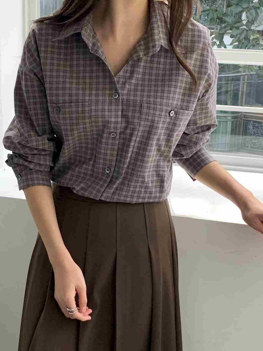 AN STAND東大門㊣代購女裝新品熱賣時尚推薦襯衫蕾絲衫格紋AN STAND-2件起襯衫/蕾絲衫