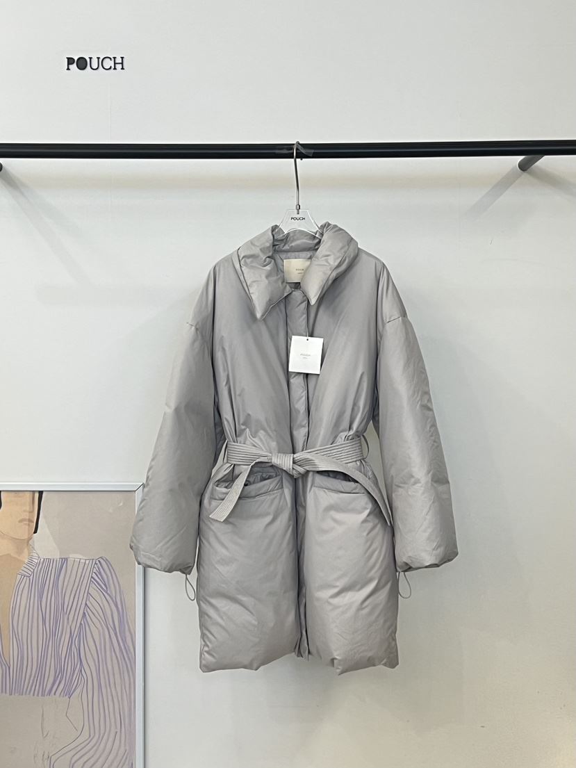 POUCH東大門㊣代購女士新品人氣真品熱賣長款羽絨服含腰帶填充POUCH長款羽絨服