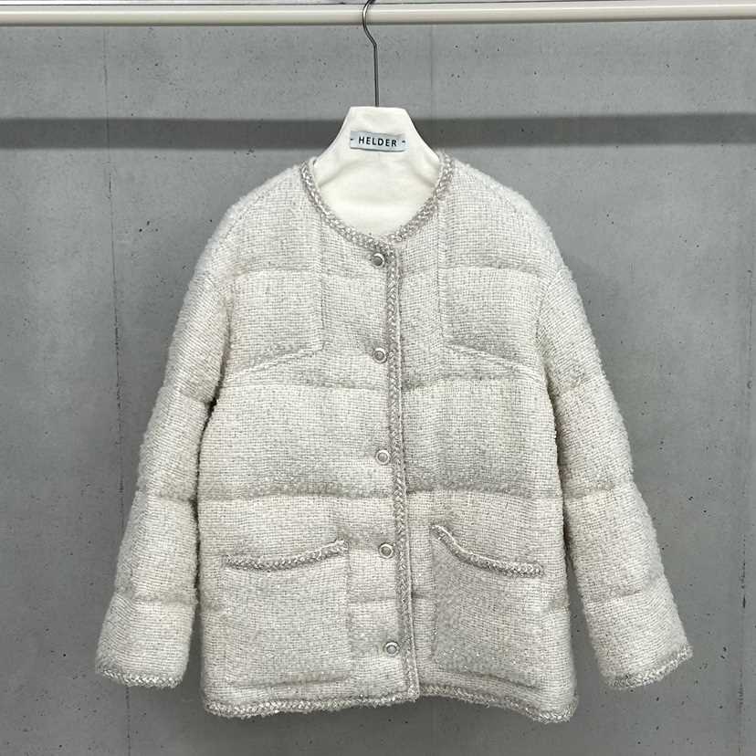 HELDER-P韓國代購㊣女裝新款時尚25秋冬短款羽絨服粗花呢鵝絨HELDER短款羽絨服