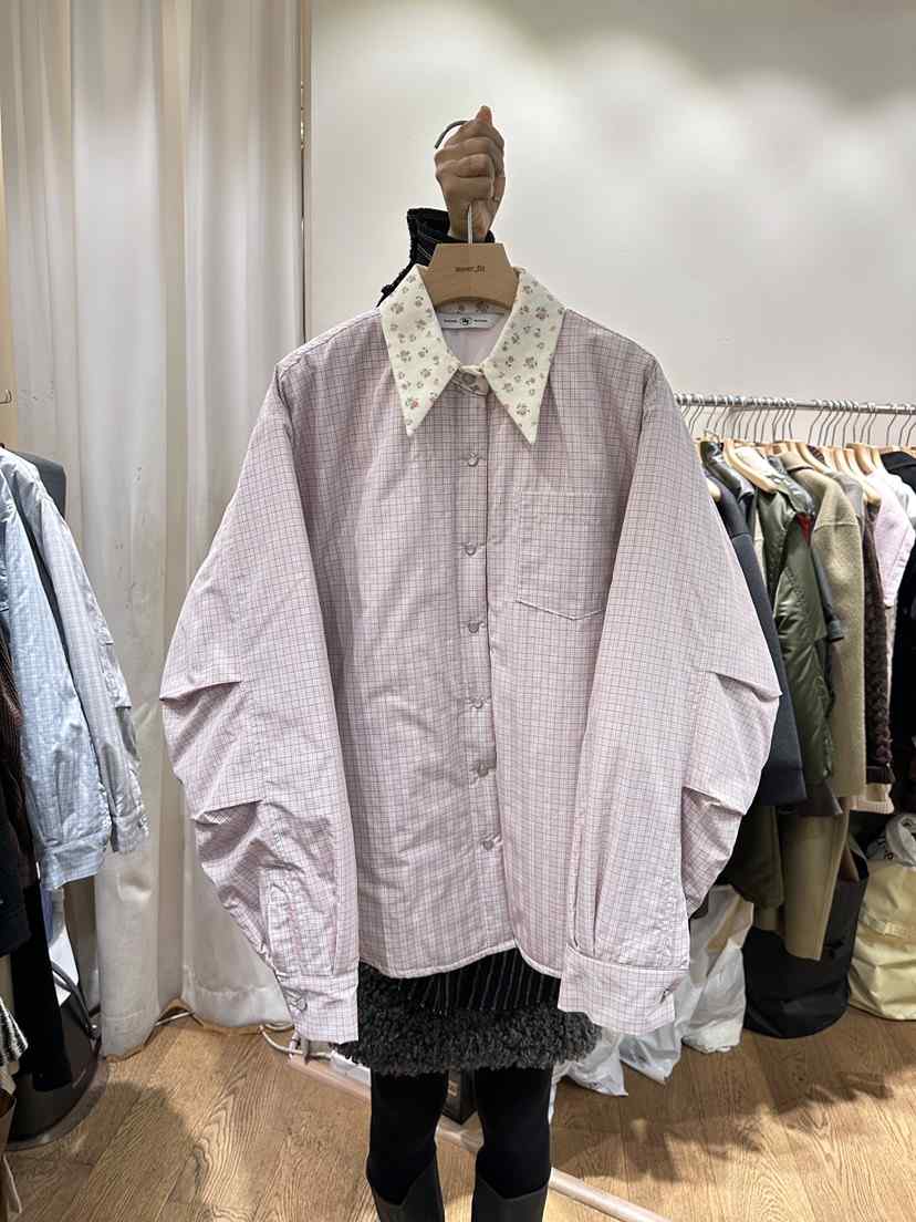 AUVERFIT韓國代購㊣女裝新款25秋冬職業真品休閑襯衫蕾絲衫棉AUVERFIT襯衫/蕾絲衫