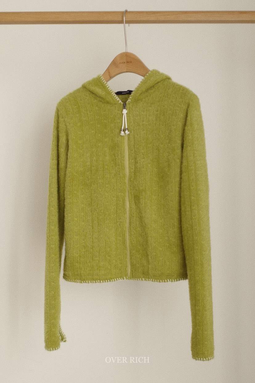 OVER RICH東大門㊣直郵女士新款人氣休閑針織衫連帽衫刺繡OVER RICH針織衫