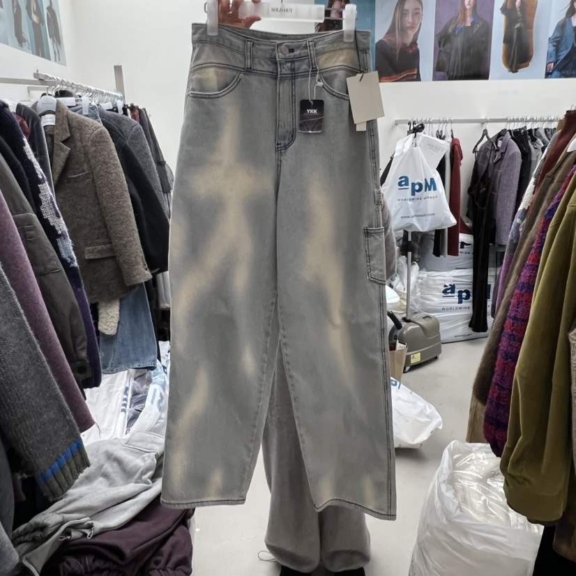 SOLD OUT韓國直郵㊣女士新款職業熱賣時尚25秋冬牛仔褲水洗絎縫SOLD OUT牛仔褲