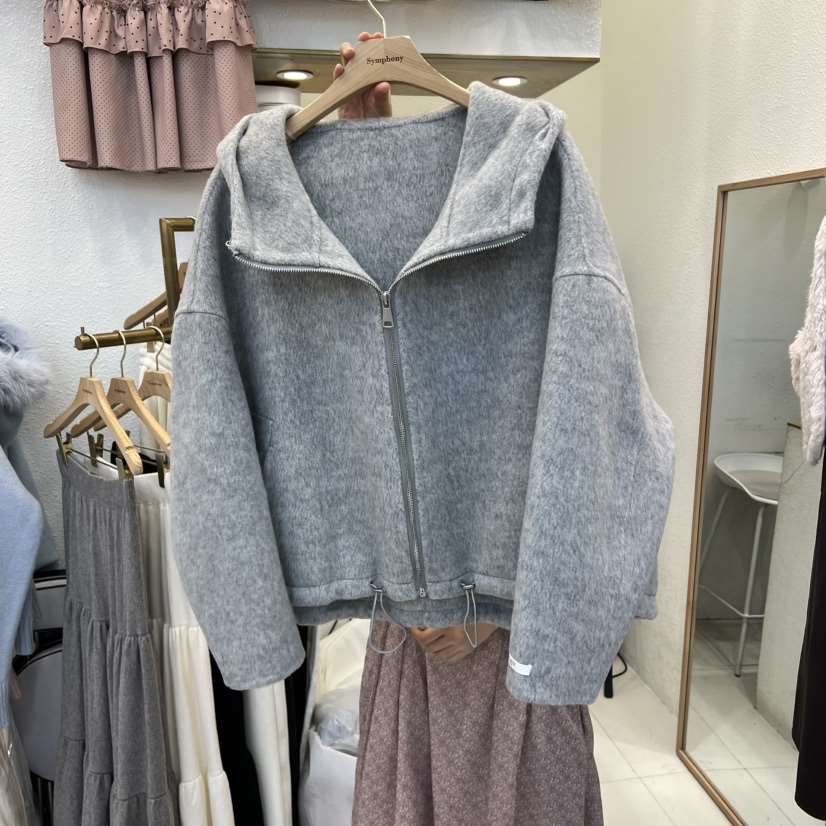 SYMPHONY東大門㊣實拍女裝新款人氣職業真品時尚短款大衣連帽SYMPHONY短款大衣
