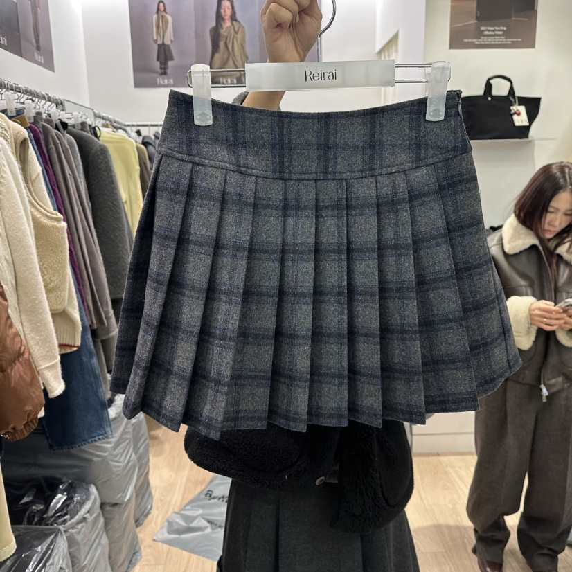 REIRAI東大門㊣實拍女裝新款熱賣休閑真品人氣短裙格紋褶裥Reirai短裙