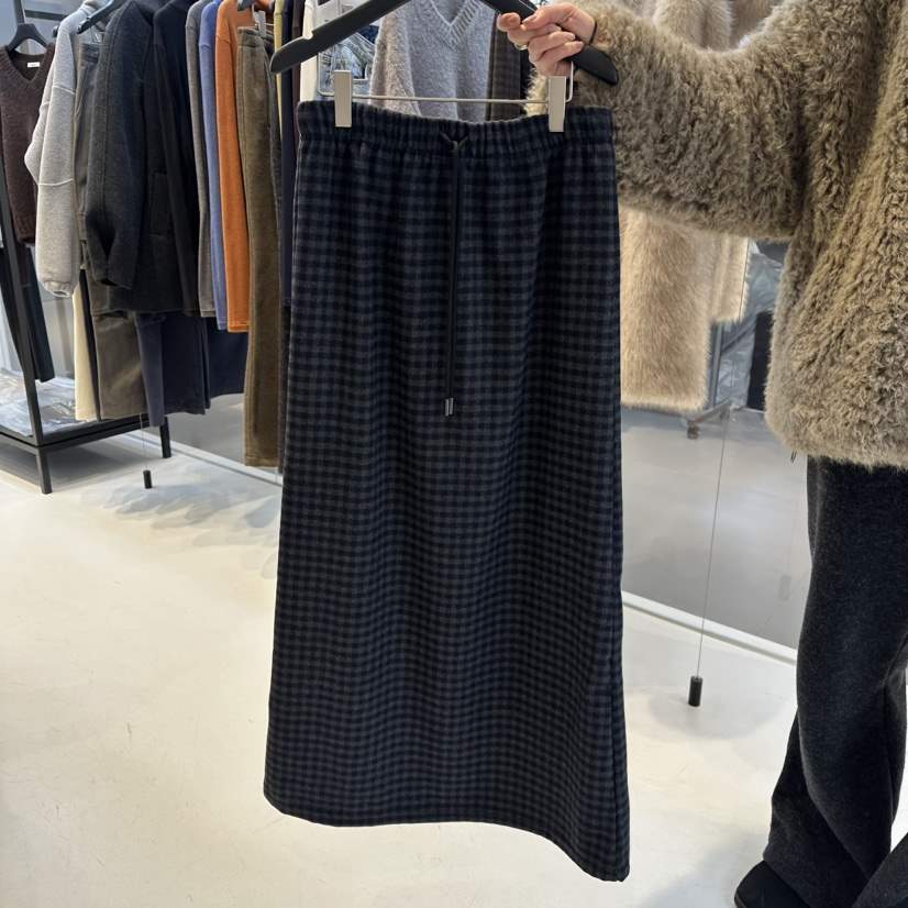 OSOO韓國代購㊣女裝新品推薦真品人氣休閑25秋冬時尚長裙格子OSOO長裙