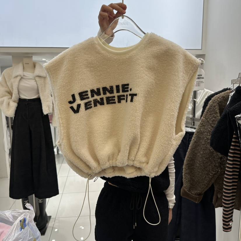 JENNIE韓國代購㊣女士新品25秋冬職業人氣吊帶背心加絨抓絨JENNIE/VENEFIT吊帶/背心