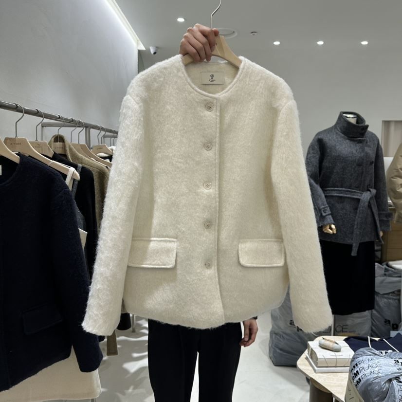 A WANT韓國代購㊣女士新品推薦25秋冬熱賣短款大衣羊毛夾棉A WANT短款大衣