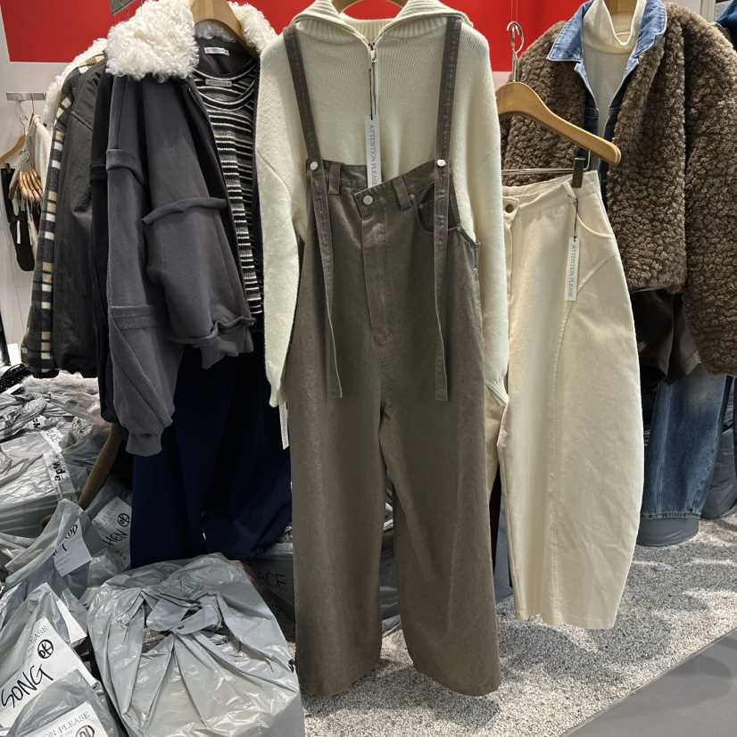 ATPZ東大門㊣實拍女裝新品25秋冬真品時尚熱賣推薦背帶褲加絨ATTENTION PLEAES背帶褲