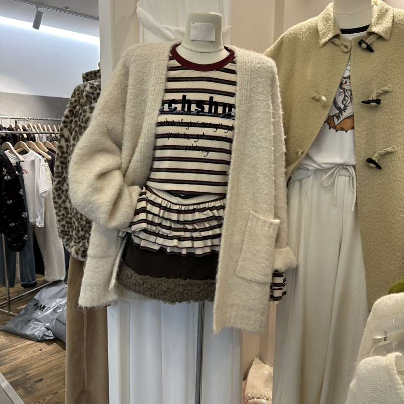 MIMME東大門㊣實拍女裝新款25秋冬人氣職業針織衫不含內搭口袋MIMME針織衫